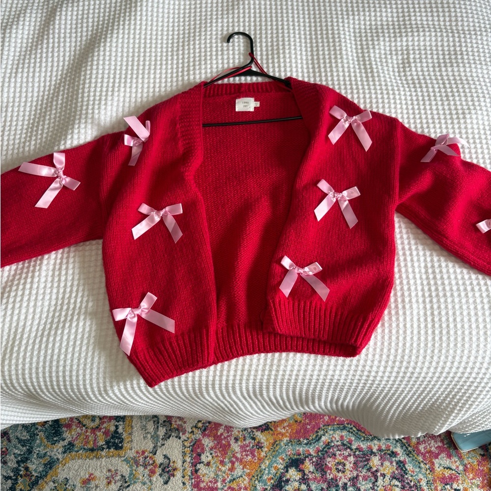Red And Pink Bow Sweater